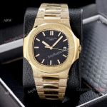 Replica Patek Philippe Frosted Gold Watch Black Frosted Dial 40mm